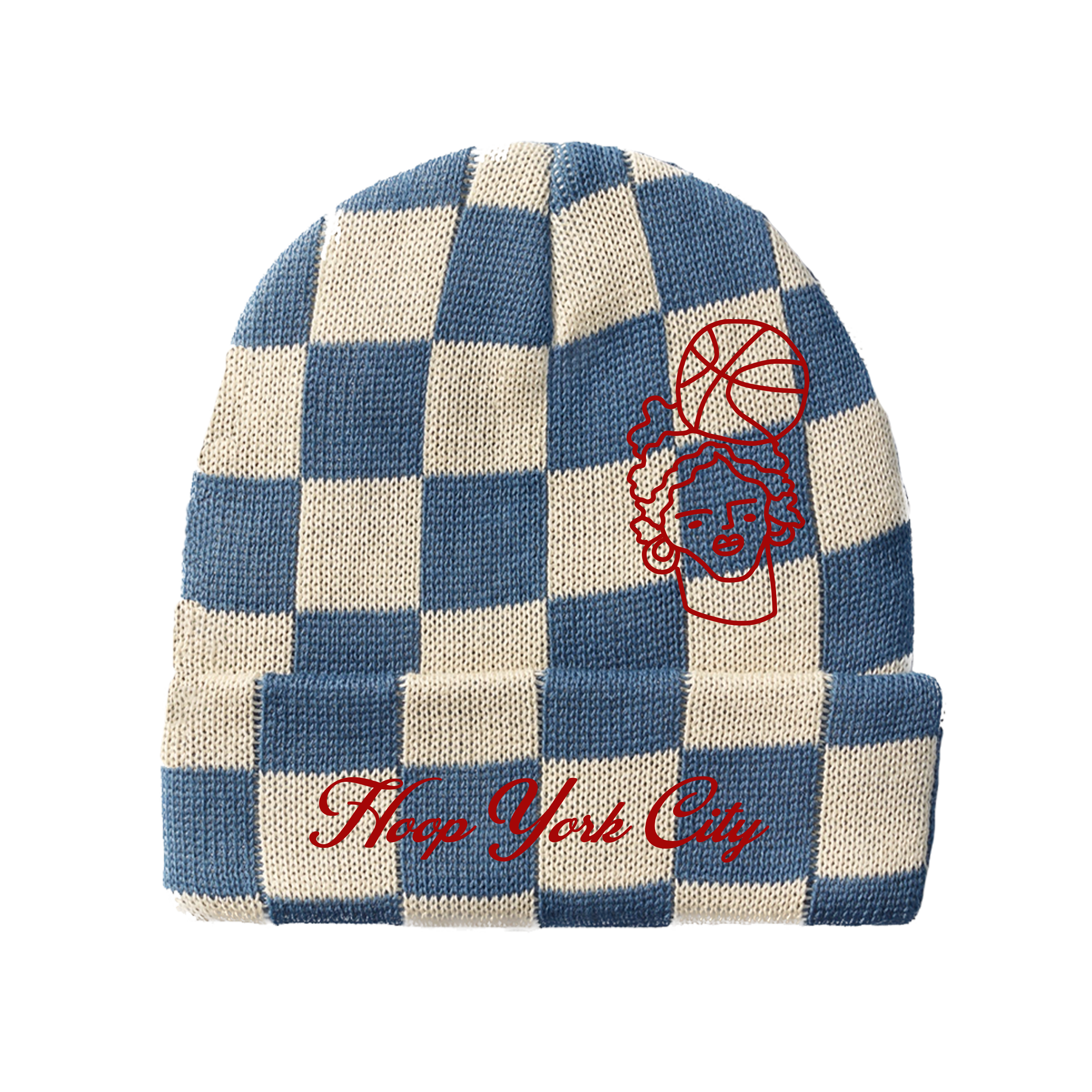 Checkered Beanie Slate Blue